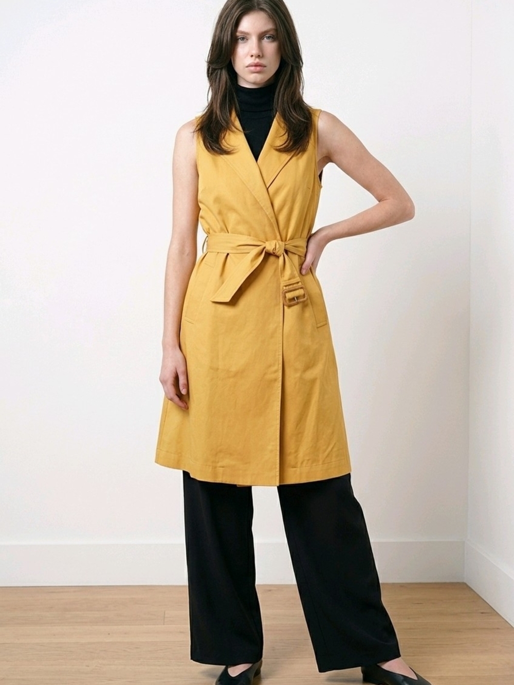 NWT a.new day Sleeveless Wrap Vest in Mustard sz XS